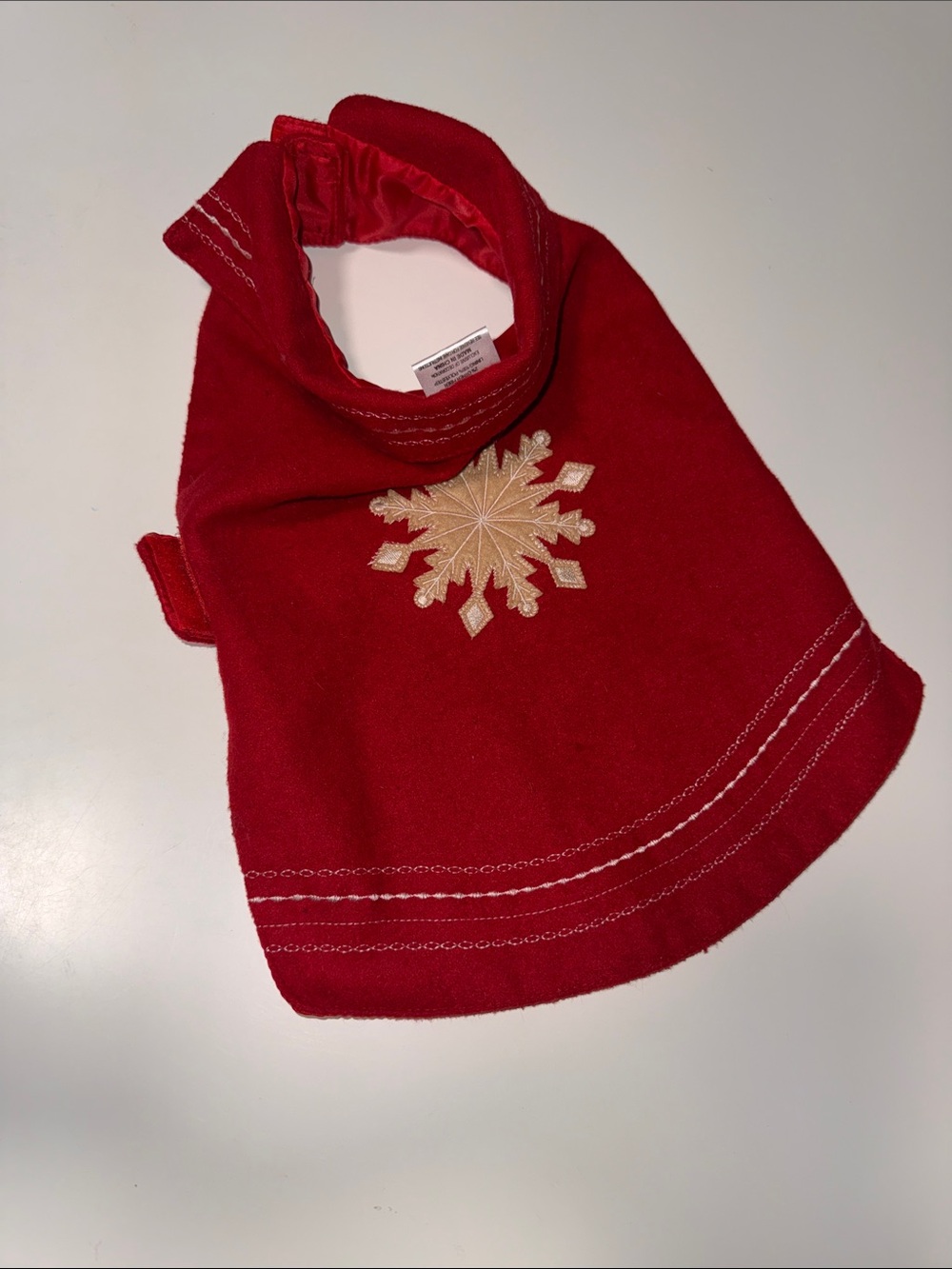 Festive Red Dog Sweater with Gold Snowflake Embroidery